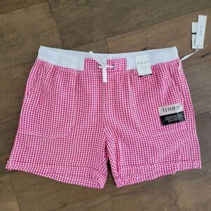 Da-sh Cuffed Shorts Gingham Hi-Rise Pockets Linen Drawstring Pink L